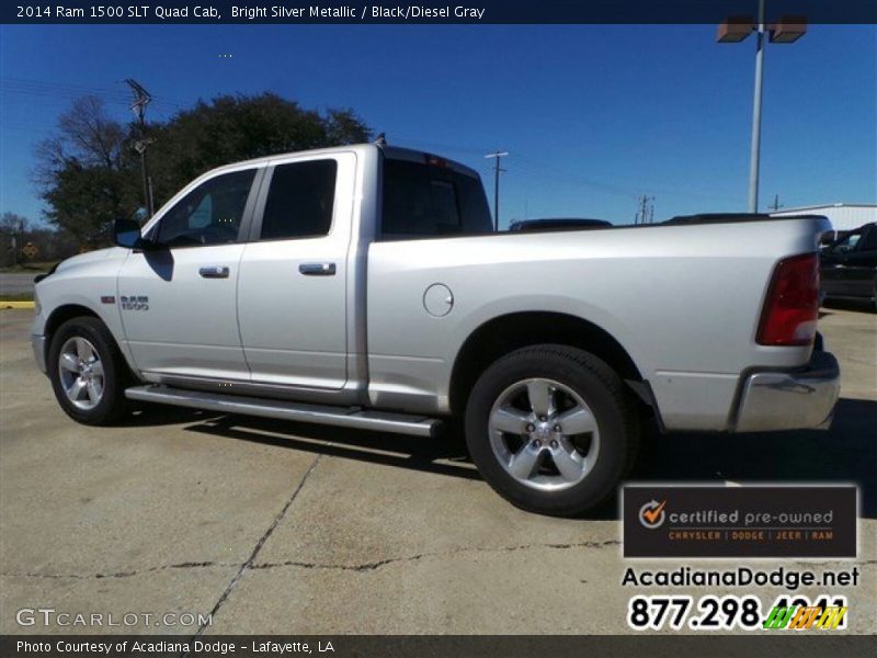 Bright Silver Metallic / Black/Diesel Gray 2014 Ram 1500 SLT Quad Cab