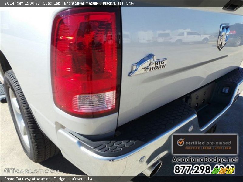 Bright Silver Metallic / Black/Diesel Gray 2014 Ram 1500 SLT Quad Cab