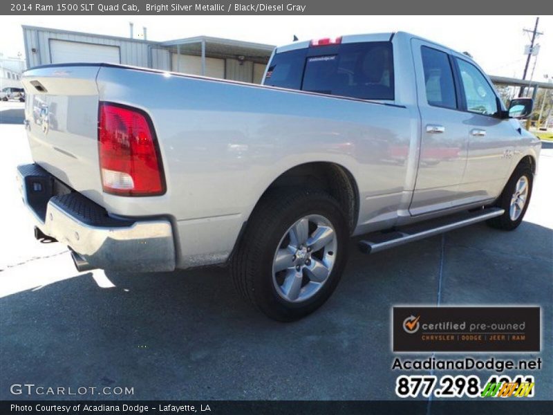 Bright Silver Metallic / Black/Diesel Gray 2014 Ram 1500 SLT Quad Cab