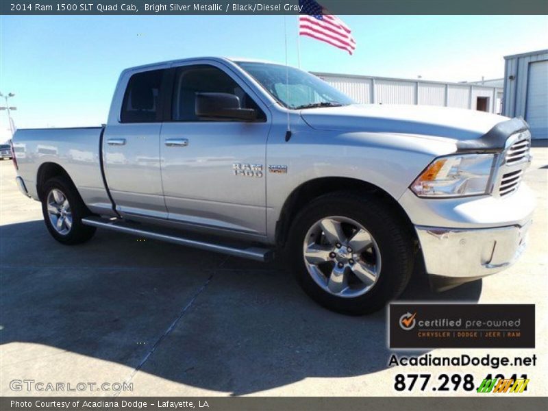Bright Silver Metallic / Black/Diesel Gray 2014 Ram 1500 SLT Quad Cab