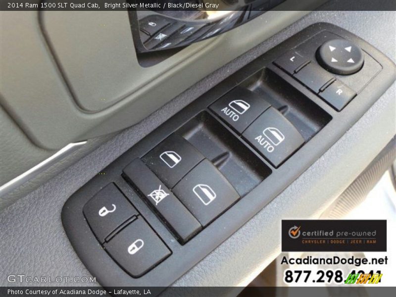 Bright Silver Metallic / Black/Diesel Gray 2014 Ram 1500 SLT Quad Cab