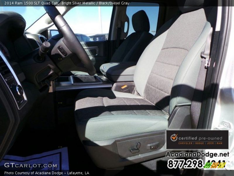 Bright Silver Metallic / Black/Diesel Gray 2014 Ram 1500 SLT Quad Cab