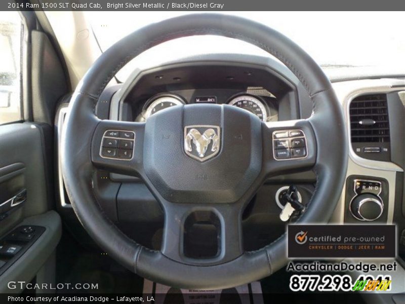 Bright Silver Metallic / Black/Diesel Gray 2014 Ram 1500 SLT Quad Cab