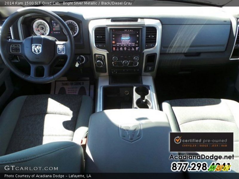 Bright Silver Metallic / Black/Diesel Gray 2014 Ram 1500 SLT Quad Cab