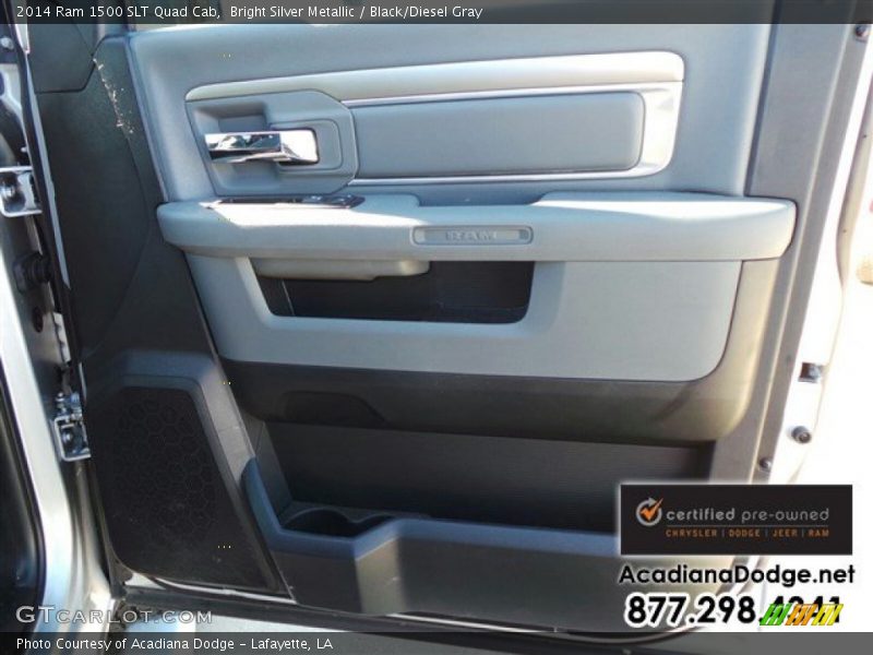 Bright Silver Metallic / Black/Diesel Gray 2014 Ram 1500 SLT Quad Cab