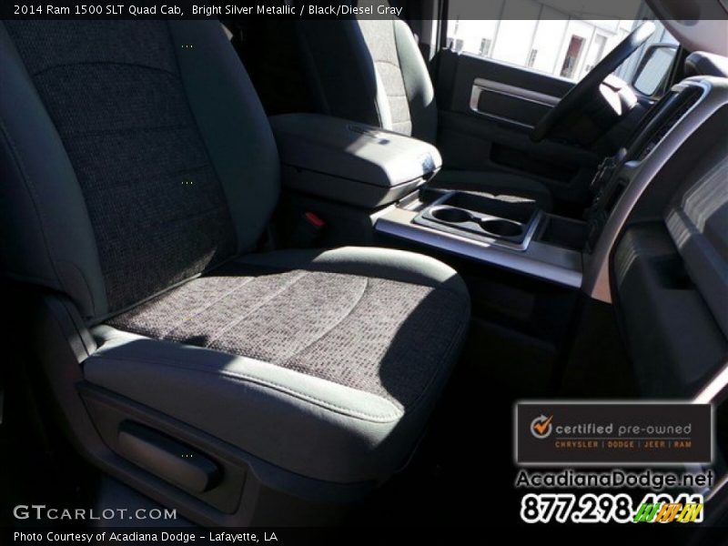 Bright Silver Metallic / Black/Diesel Gray 2014 Ram 1500 SLT Quad Cab