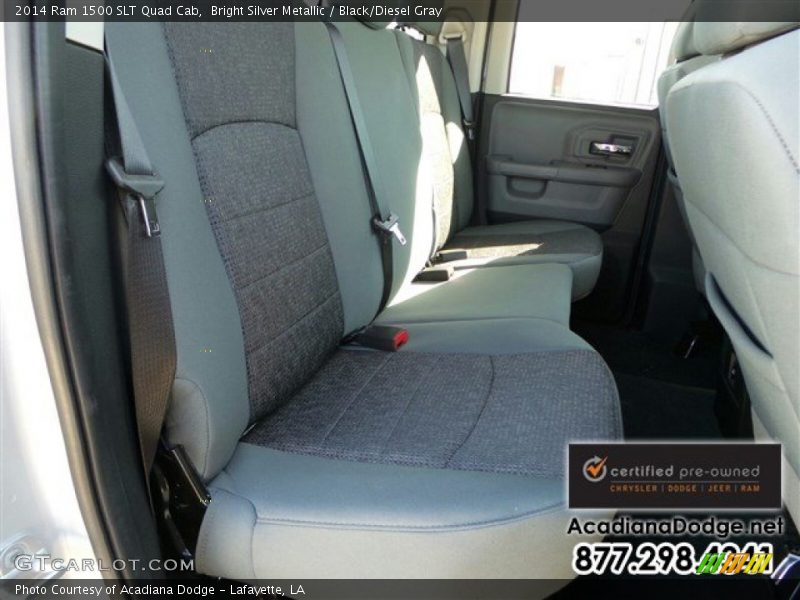 Bright Silver Metallic / Black/Diesel Gray 2014 Ram 1500 SLT Quad Cab