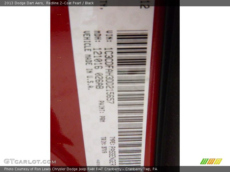 Redline 2-Coat Pearl / Black 2013 Dodge Dart Aero