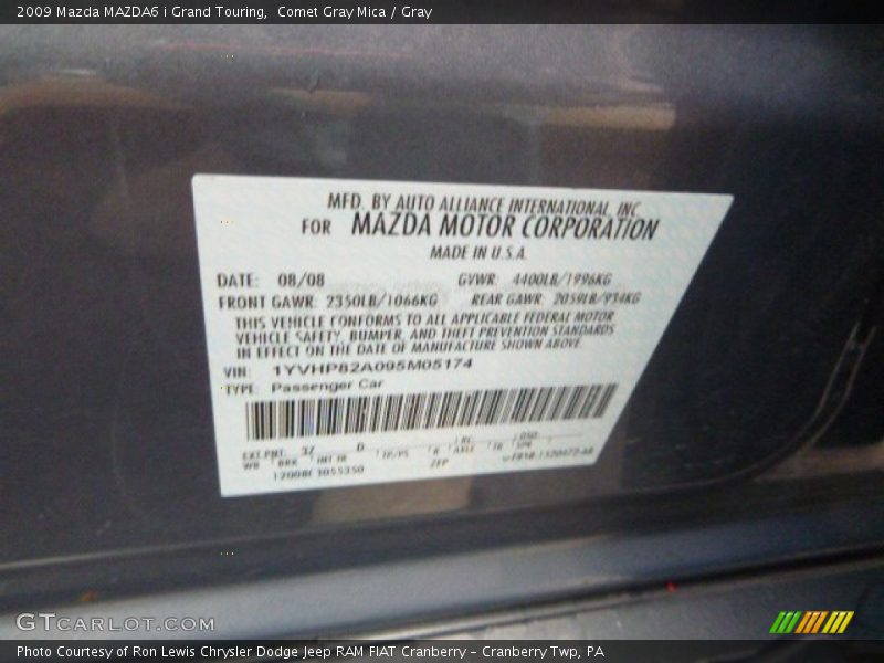 Comet Gray Mica / Gray 2009 Mazda MAZDA6 i Grand Touring