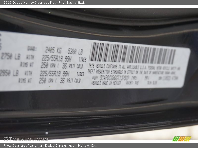 Pitch Black / Black 2016 Dodge Journey Crossroad Plus