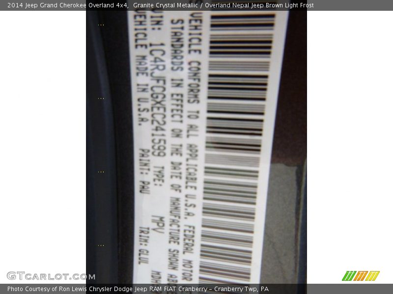 Granite Crystal Metallic / Overland Nepal Jeep Brown Light Frost 2014 Jeep Grand Cherokee Overland 4x4