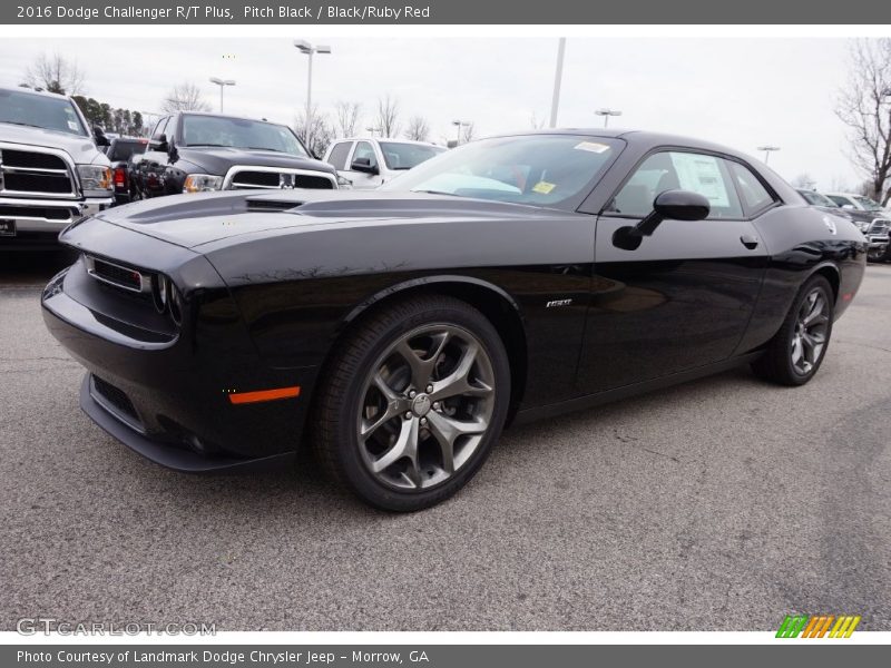 Pitch Black / Black/Ruby Red 2016 Dodge Challenger R/T Plus