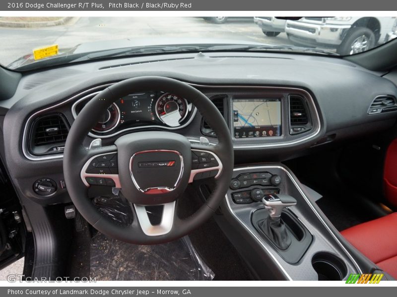 Pitch Black / Black/Ruby Red 2016 Dodge Challenger R/T Plus