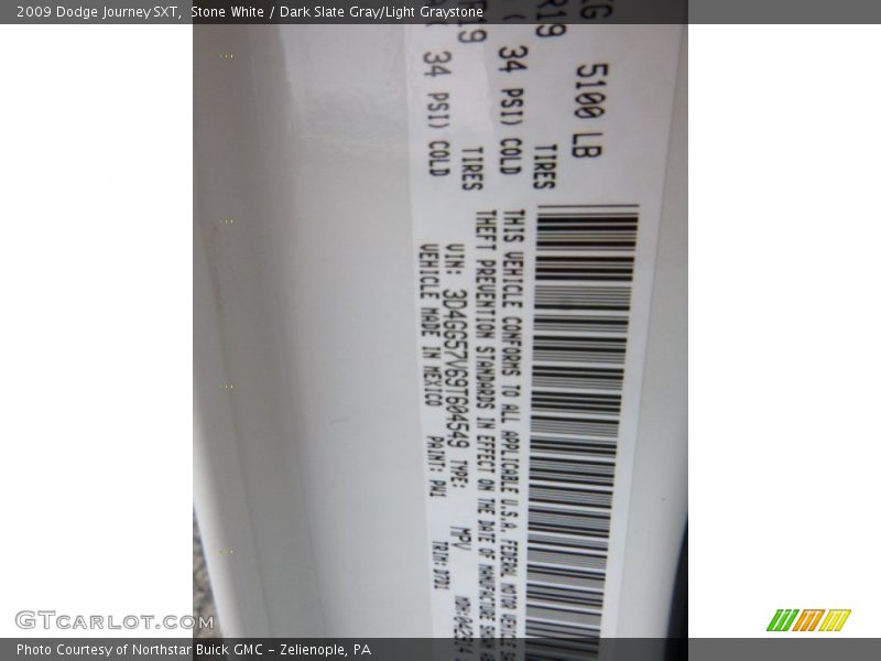 Stone White / Dark Slate Gray/Light Graystone 2009 Dodge Journey SXT