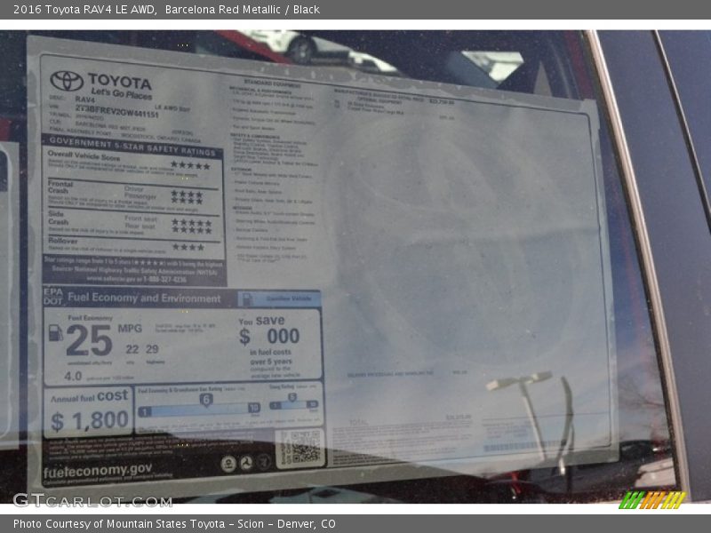 Barcelona Red Metallic / Black 2016 Toyota RAV4 LE AWD