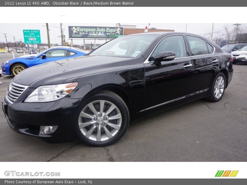 Obsidian Black / Black/Medium Brown Walnut 2012 Lexus LS 460 AWD