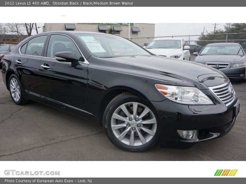 Obsidian Black / Black/Medium Brown Walnut 2012 Lexus LS 460 AWD