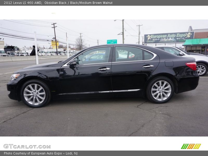 Obsidian Black / Black/Medium Brown Walnut 2012 Lexus LS 460 AWD