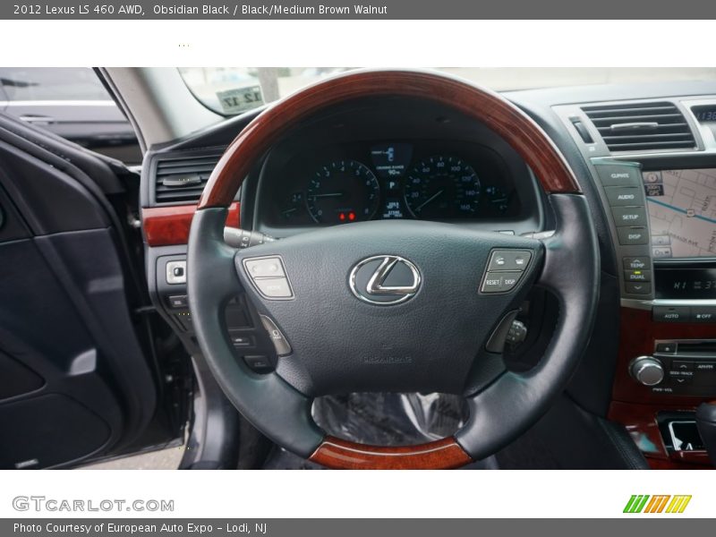 Obsidian Black / Black/Medium Brown Walnut 2012 Lexus LS 460 AWD