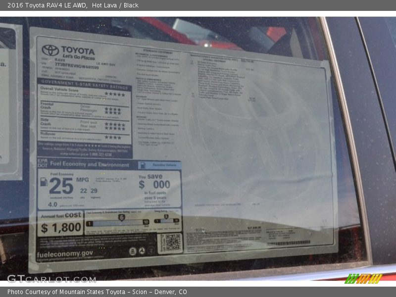 Hot Lava / Black 2016 Toyota RAV4 LE AWD