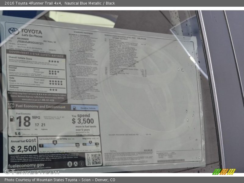 Nautical Blue Metallic / Black 2016 Toyota 4Runner Trail 4x4