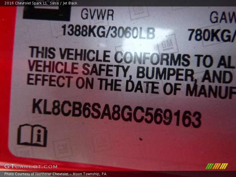 Salsa / Jet Black 2016 Chevrolet Spark LS