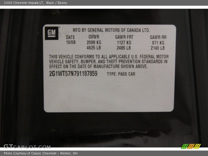 Black / Ebony 2009 Chevrolet Impala LT