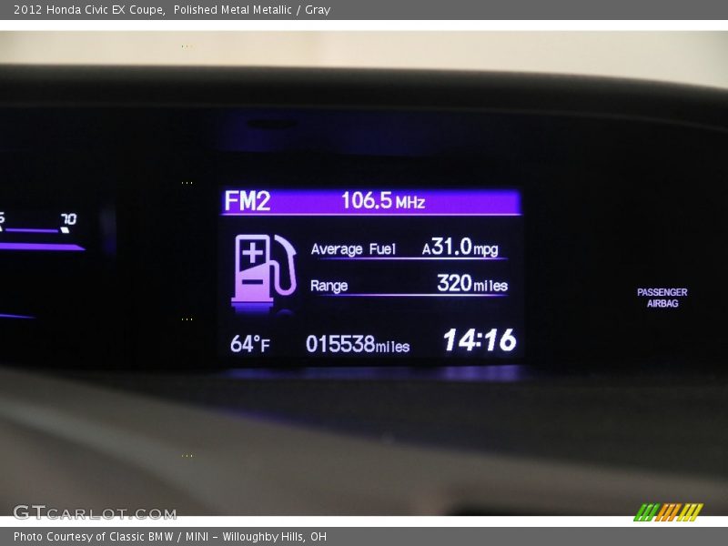 Polished Metal Metallic / Gray 2012 Honda Civic EX Coupe