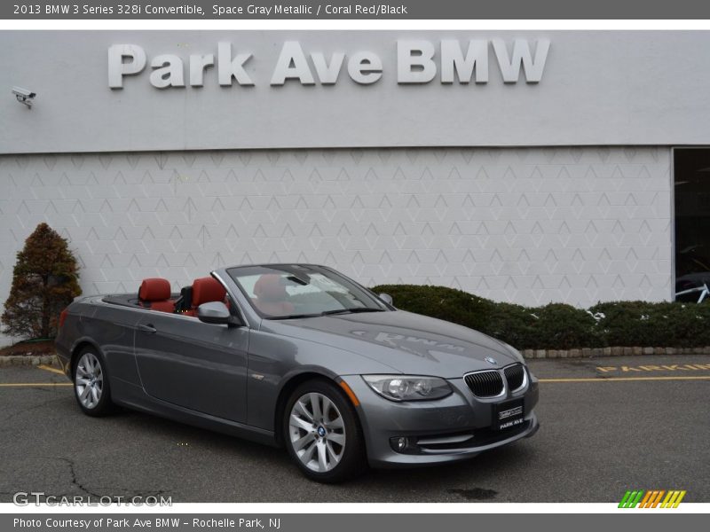 Space Gray Metallic / Coral Red/Black 2013 BMW 3 Series 328i Convertible