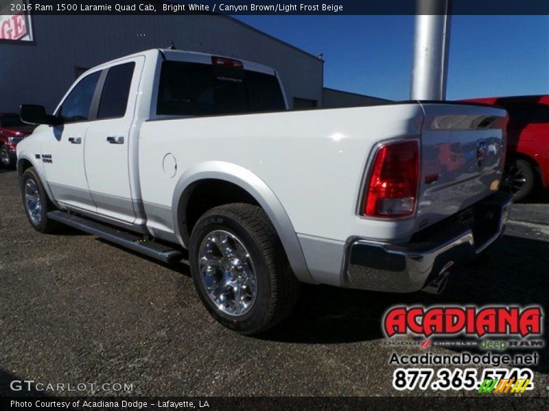 Bright White / Canyon Brown/Light Frost Beige 2016 Ram 1500 Laramie Quad Cab