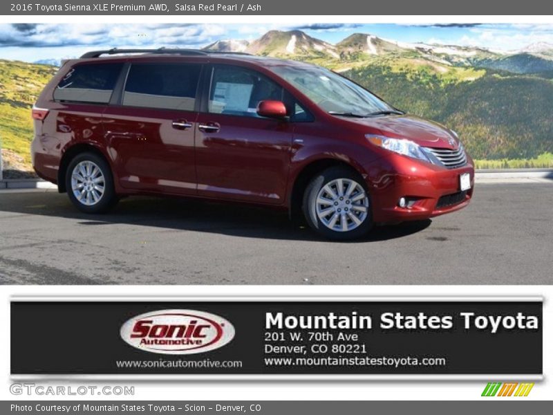 Salsa Red Pearl / Ash 2016 Toyota Sienna XLE Premium AWD