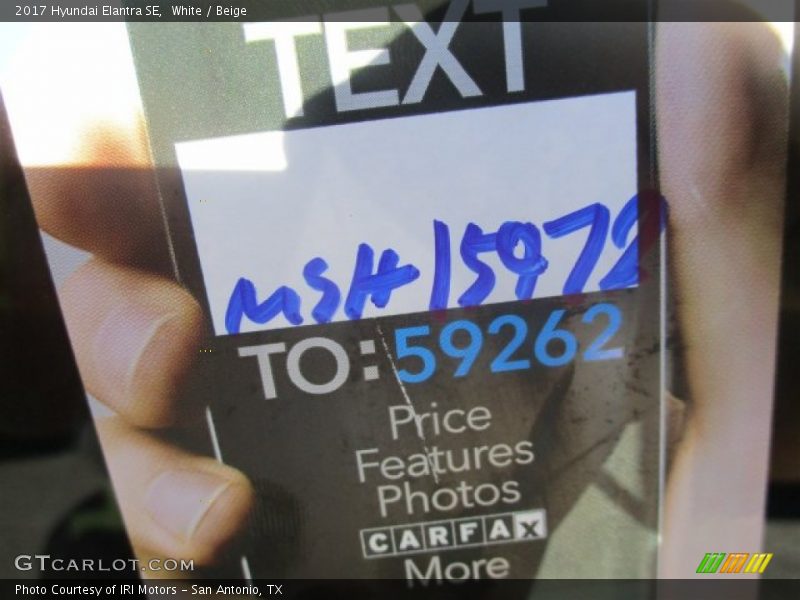 White / Beige 2017 Hyundai Elantra SE