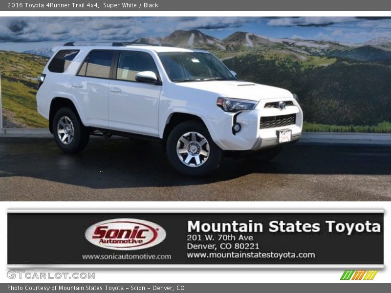 Super White / Black 2016 Toyota 4Runner Trail 4x4