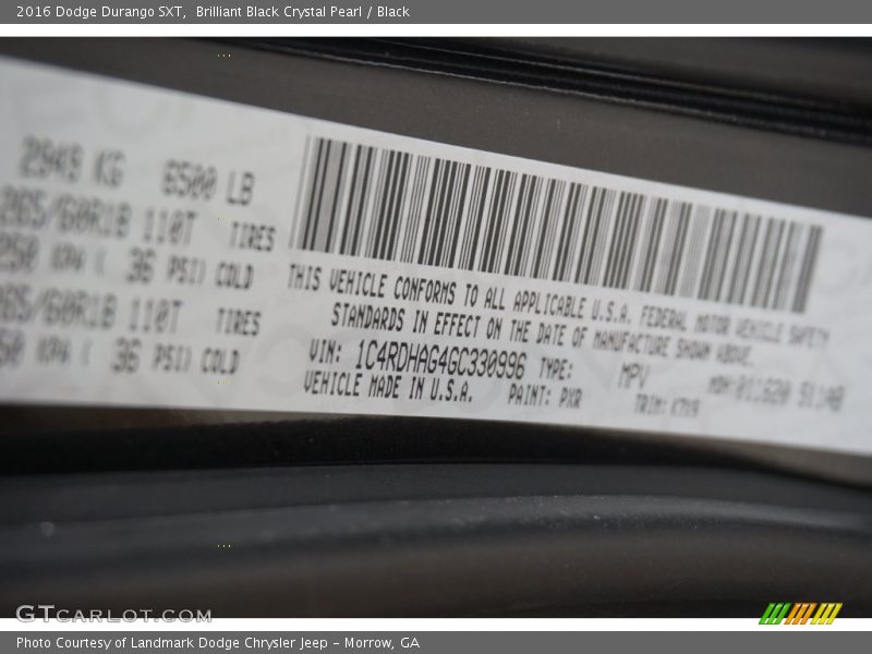Brilliant Black Crystal Pearl / Black 2016 Dodge Durango SXT