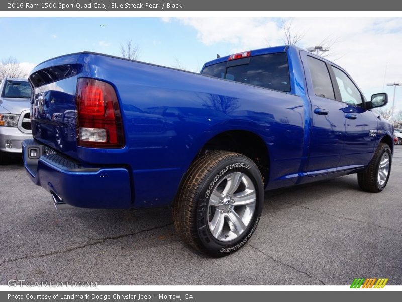 Blue Streak Pearl / Black 2016 Ram 1500 Sport Quad Cab