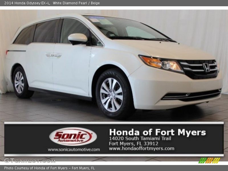 White Diamond Pearl / Beige 2014 Honda Odyssey EX-L