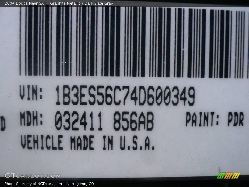 Graphite Metallic / Dark Slate Gray 2004 Dodge Neon SXT