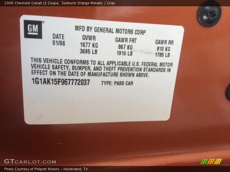 Sunburst Orange Metallic / Gray 2006 Chevrolet Cobalt LS Coupe