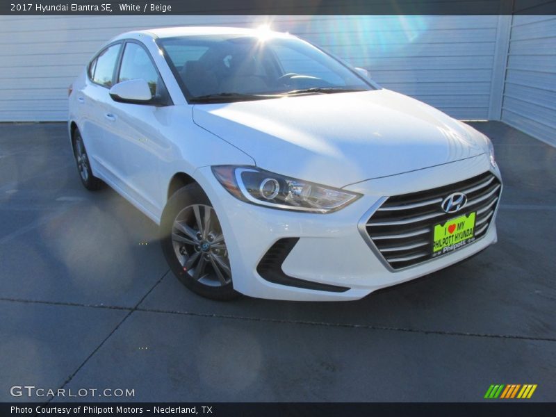 White / Beige 2017 Hyundai Elantra SE