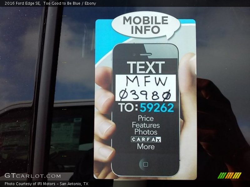 Too Good to Be Blue / Ebony 2016 Ford Edge SE