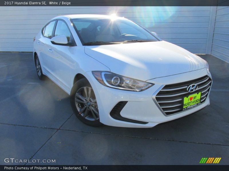 White / Beige 2017 Hyundai Elantra SE
