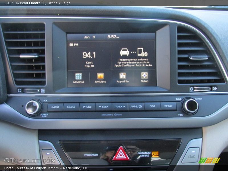 White / Beige 2017 Hyundai Elantra SE