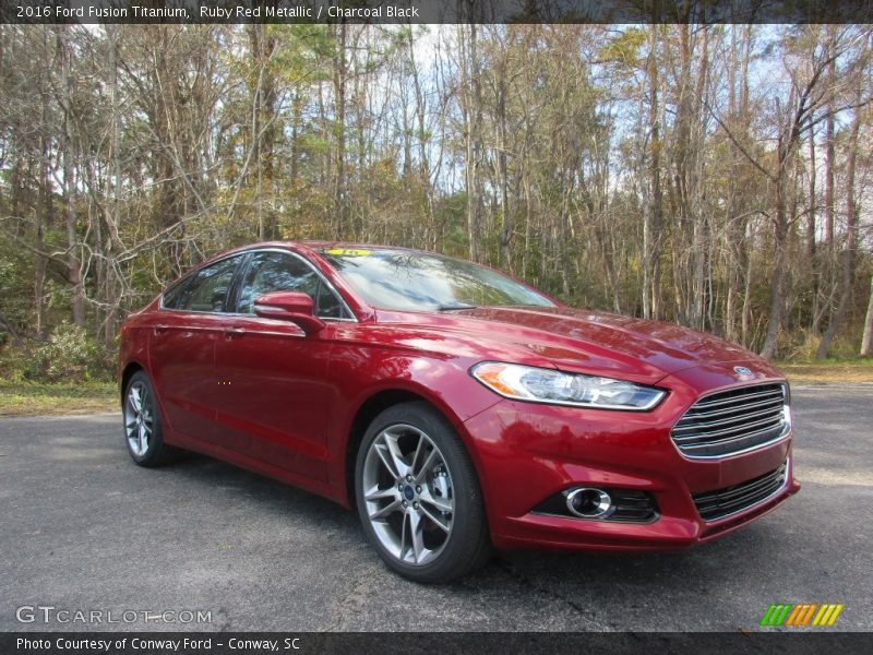 Ruby Red Metallic / Charcoal Black 2016 Ford Fusion Titanium