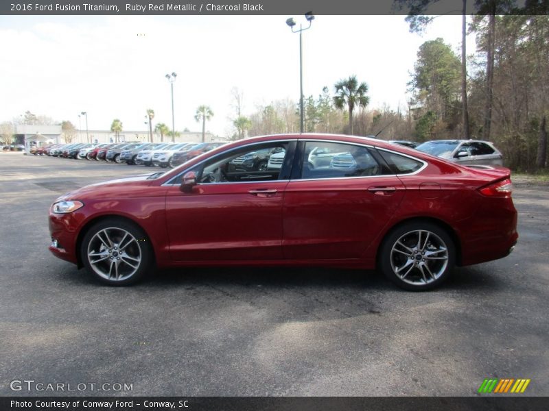 Ruby Red Metallic / Charcoal Black 2016 Ford Fusion Titanium