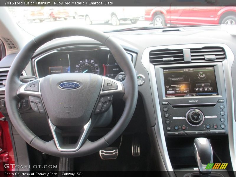 Ruby Red Metallic / Charcoal Black 2016 Ford Fusion Titanium