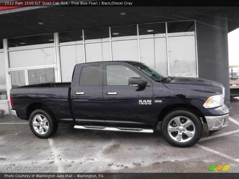 True Blue Pearl / Black/Diesel Gray 2013 Ram 1500 SLT Quad Cab 4x4