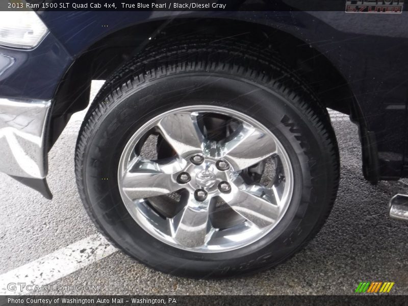 True Blue Pearl / Black/Diesel Gray 2013 Ram 1500 SLT Quad Cab 4x4