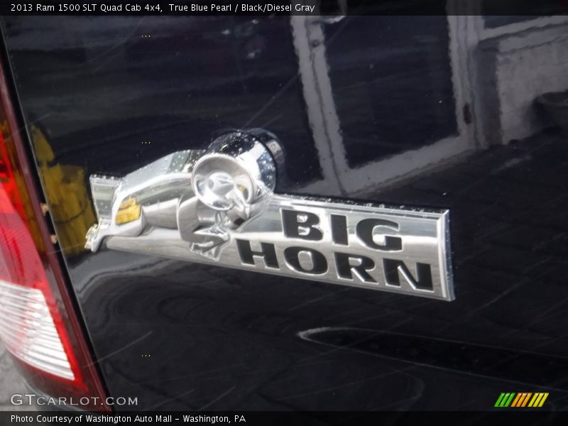 True Blue Pearl / Black/Diesel Gray 2013 Ram 1500 SLT Quad Cab 4x4