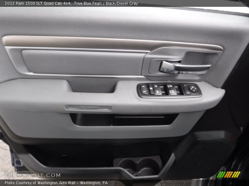 True Blue Pearl / Black/Diesel Gray 2013 Ram 1500 SLT Quad Cab 4x4