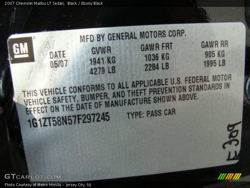 Black / Ebony Black 2007 Chevrolet Malibu LT Sedan